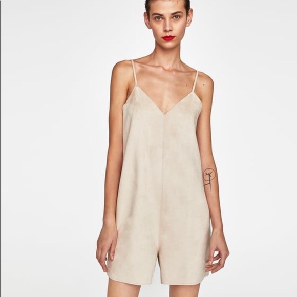 zara faux suede jumpsuit dress
